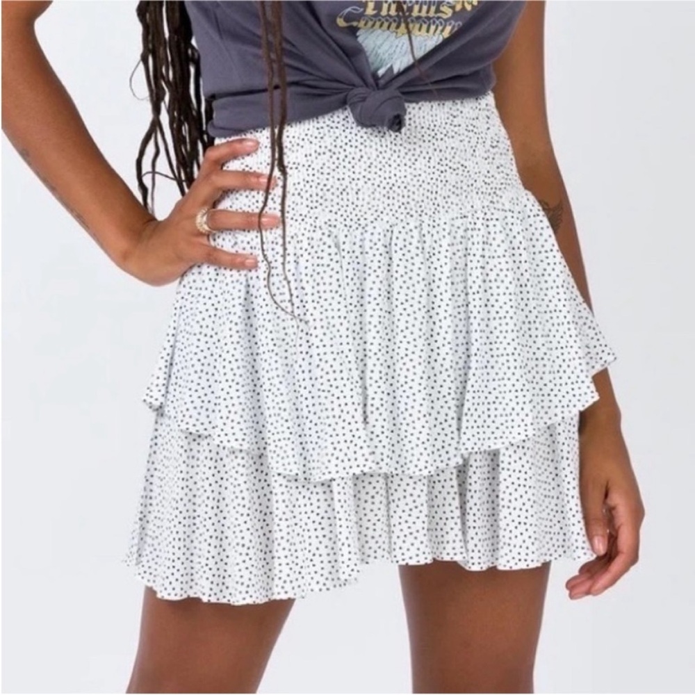 Princess Polly polka dot flowy mini skirt